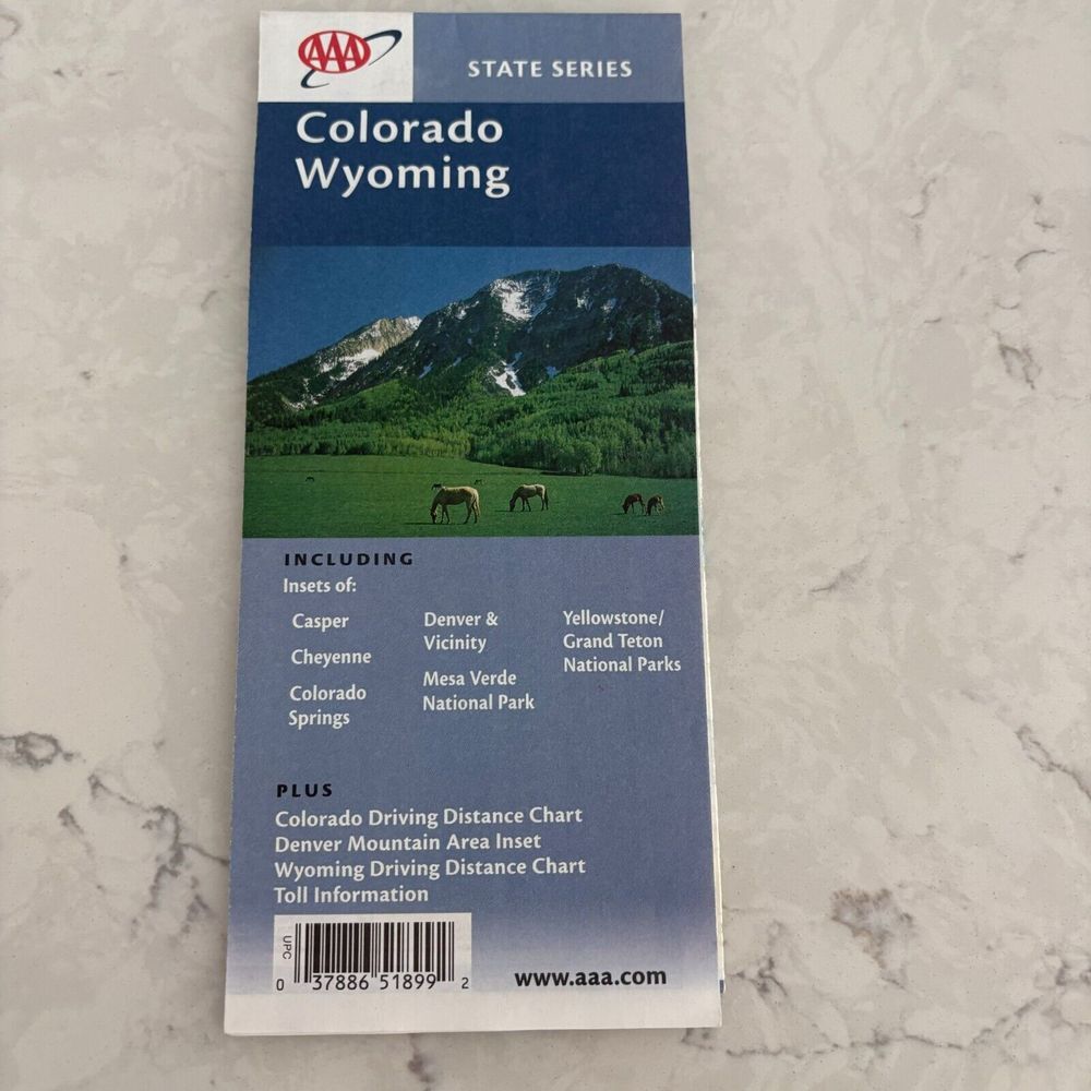 AAA State Series Colorado & Wyoming US State Road Travel Folding Map 2003-2004